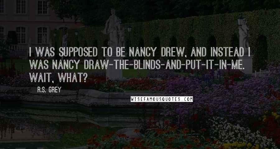 R.S. Grey Quotes: I was supposed to be Nancy Drew, and instead I was Nancy Draw-the-blinds-and-put-it-in-me. Wait, what?