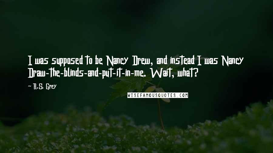 R.S. Grey Quotes: I was supposed to be Nancy Drew, and instead I was Nancy Draw-the-blinds-and-put-it-in-me. Wait, what?