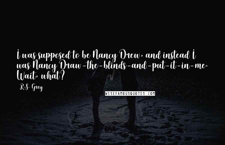 R.S. Grey Quotes: I was supposed to be Nancy Drew, and instead I was Nancy Draw-the-blinds-and-put-it-in-me. Wait, what?