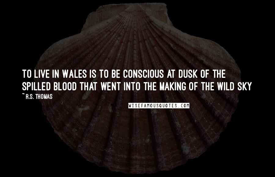 R.S. Thomas Quotes: To live in Wales is to be conscious at dusk of the spilled blood that went into the making of the wild sky