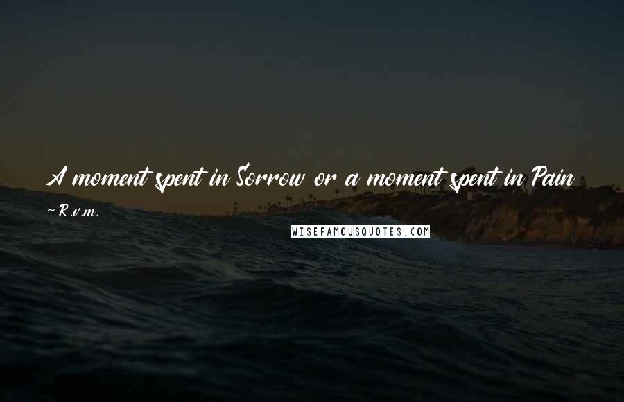 R.v.m. Quotes: A moment spent in Sorrow or a moment spent in Pain is a waste of a Great Treasure that you will never get again.-RVM