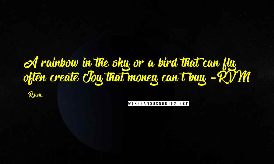 R.v.m. Quotes: A rainbow in the sky or a bird that can fly often create Joy that money can't buy!-RVM