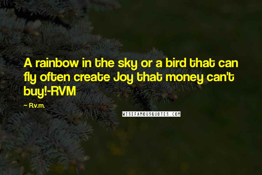 R.v.m. Quotes: A rainbow in the sky or a bird that can fly often create Joy that money can't buy!-RVM