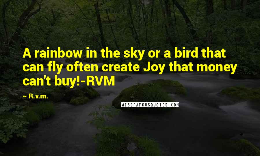 R.v.m. Quotes: A rainbow in the sky or a bird that can fly often create Joy that money can't buy!-RVM