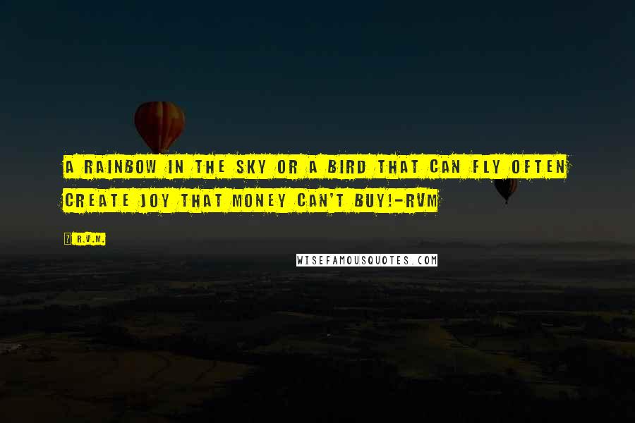 R.v.m. Quotes: A rainbow in the sky or a bird that can fly often create Joy that money can't buy!-RVM