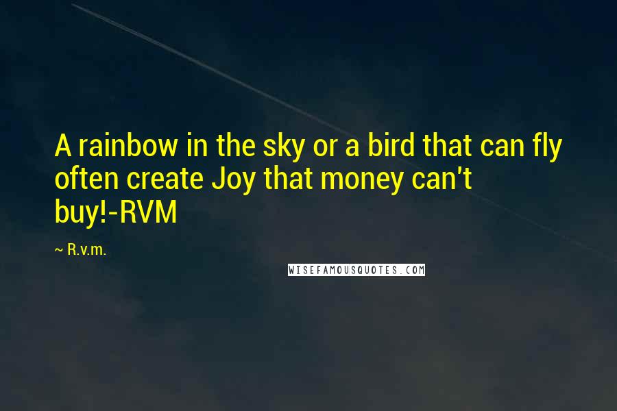 R.v.m. Quotes: A rainbow in the sky or a bird that can fly often create Joy that money can't buy!-RVM