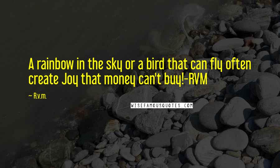 R.v.m. Quotes: A rainbow in the sky or a bird that can fly often create Joy that money can't buy!-RVM