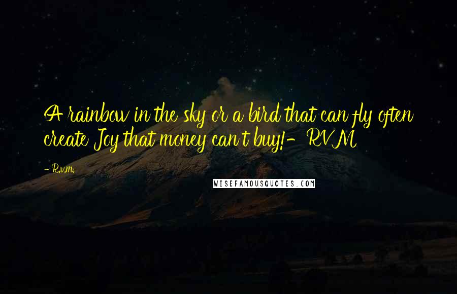 R.v.m. Quotes: A rainbow in the sky or a bird that can fly often create Joy that money can't buy!-RVM