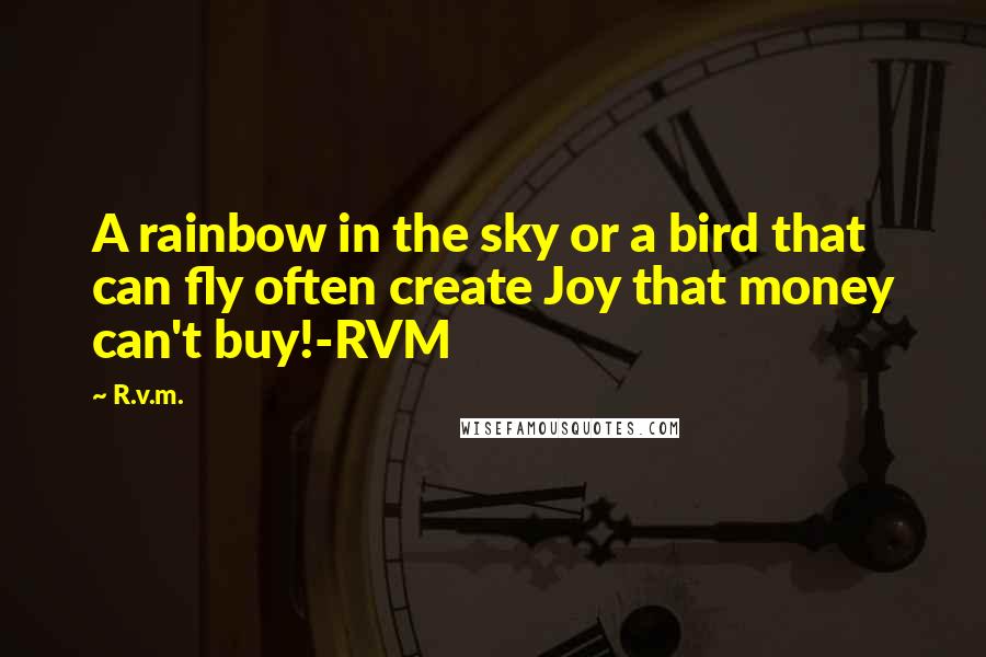 R.v.m. Quotes: A rainbow in the sky or a bird that can fly often create Joy that money can't buy!-RVM