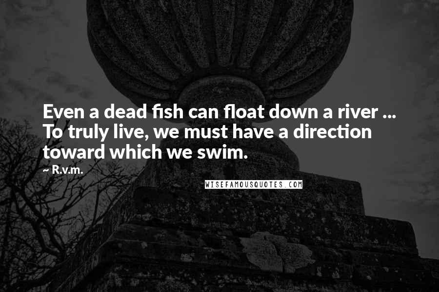 R.v.m. Quotes: Even a dead fish can float down a river ... To truly live, we must have a direction toward which we swim.