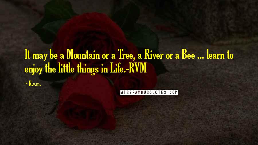 R.v.m. Quotes: It may be a Mountain or a Tree, a River or a Bee ... learn to enjoy the little things in Life.-RVM