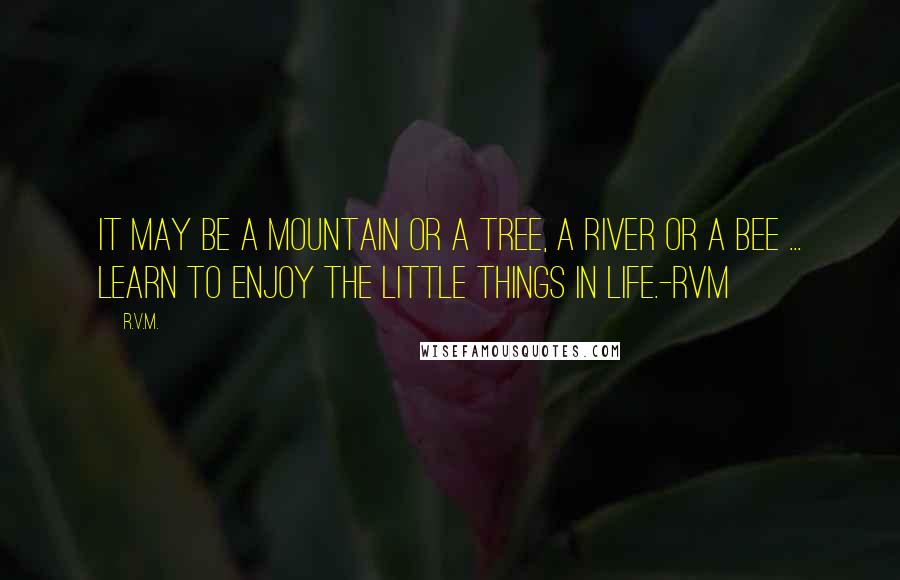 R.v.m. Quotes: It may be a Mountain or a Tree, a River or a Bee ... learn to enjoy the little things in Life.-RVM