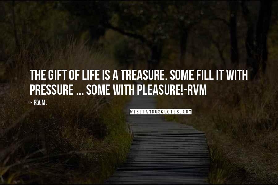 R.v.m. Quotes: The Gift of Life is a Treasure. Some fill it with Pressure ... some with Pleasure!-RVM