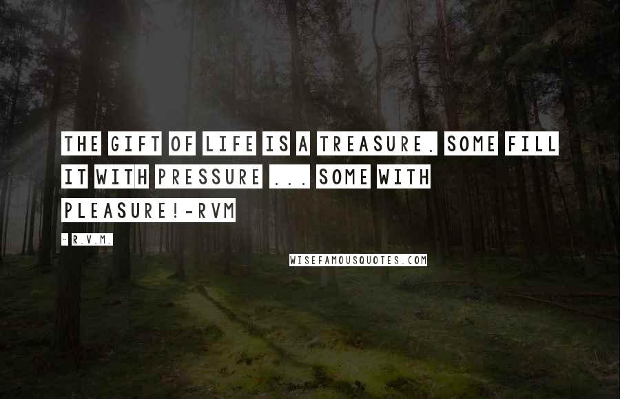 R.v.m. Quotes: The Gift of Life is a Treasure. Some fill it with Pressure ... some with Pleasure!-RVM