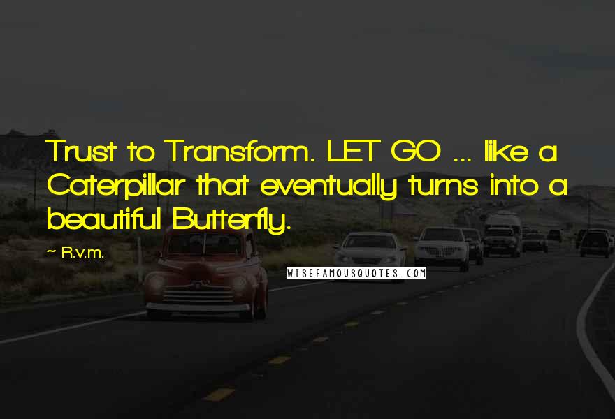 R.v.m. Quotes: Trust to Transform. LET GO ... like a Caterpillar that eventually turns into a beautiful Butterfly.