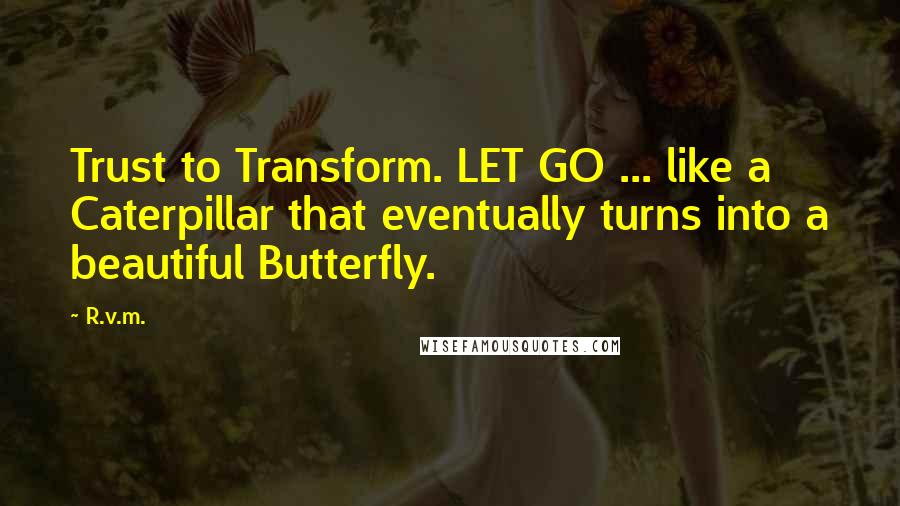 R.v.m. Quotes: Trust to Transform. LET GO ... like a Caterpillar that eventually turns into a beautiful Butterfly.