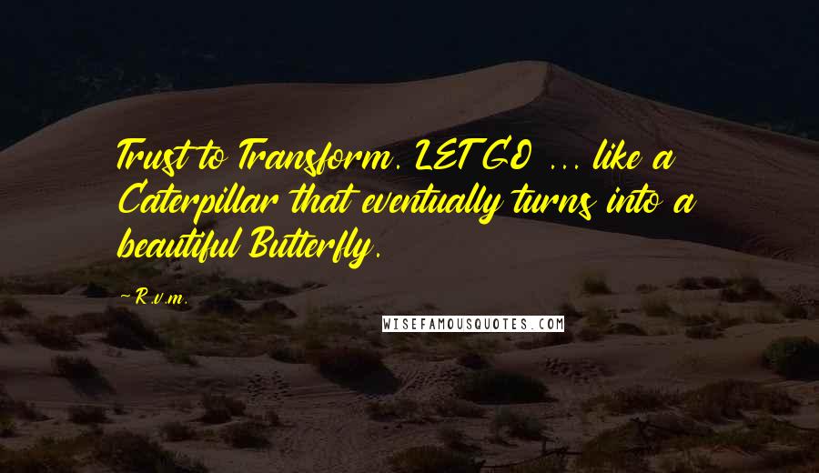 R.v.m. Quotes: Trust to Transform. LET GO ... like a Caterpillar that eventually turns into a beautiful Butterfly.