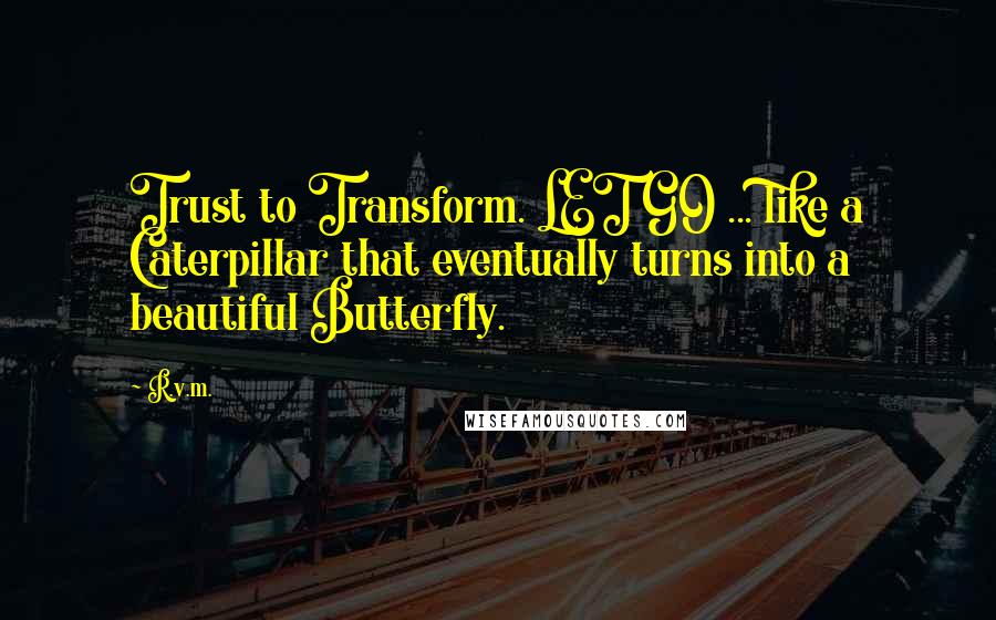 R.v.m. Quotes: Trust to Transform. LET GO ... like a Caterpillar that eventually turns into a beautiful Butterfly.