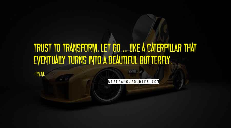 R.v.m. Quotes: Trust to Transform. LET GO ... like a Caterpillar that eventually turns into a beautiful Butterfly.