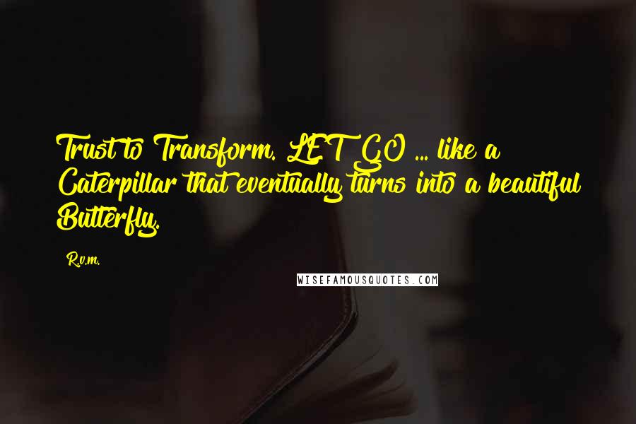 R.v.m. Quotes: Trust to Transform. LET GO ... like a Caterpillar that eventually turns into a beautiful Butterfly.