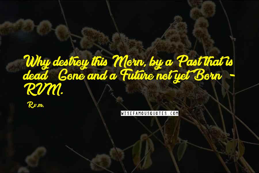 R.v.m. Quotes: Why destroy this Morn, by a Past that is dead & Gone and a Future not yet Born! - RVM.