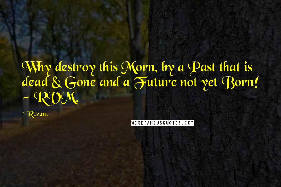 R.v.m. Quotes: Why destroy this Morn, by a Past that is dead & Gone and a Future not yet Born! - RVM.
