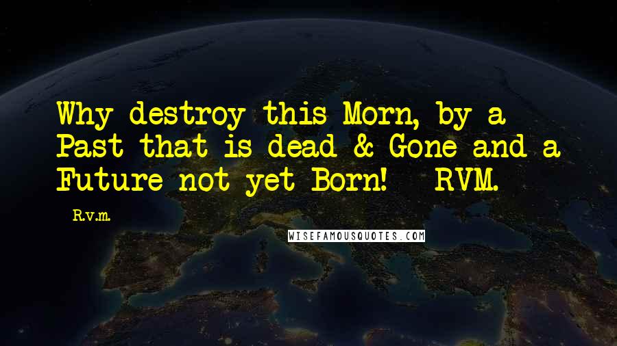 R.v.m. Quotes: Why destroy this Morn, by a Past that is dead & Gone and a Future not yet Born! - RVM.