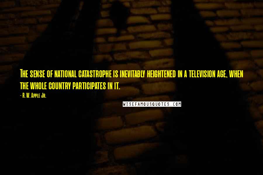 R. W. Apple Jr. Quotes: The sense of national catastrophe is inevitably heightened in a television age, when the whole country participates in it.