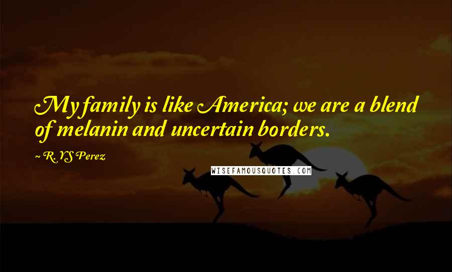 R. YS Perez Quotes: My family is like America; we are a blend of melanin and uncertain borders.