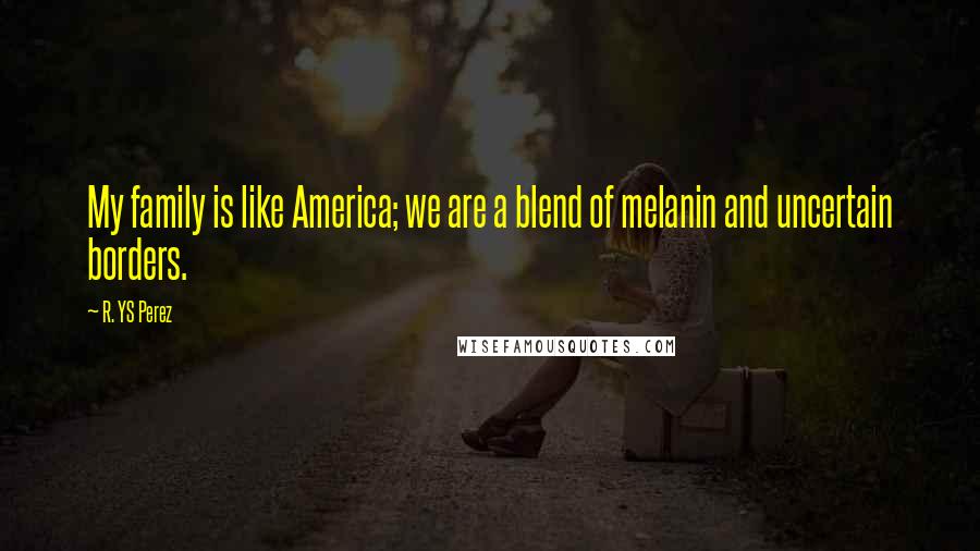 R. YS Perez Quotes: My family is like America; we are a blend of melanin and uncertain borders.