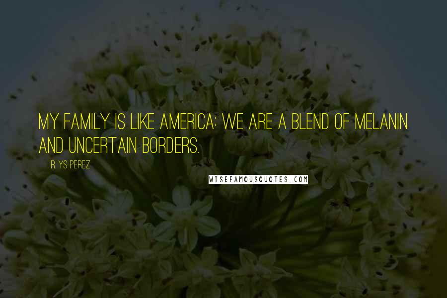 R. YS Perez Quotes: My family is like America; we are a blend of melanin and uncertain borders.