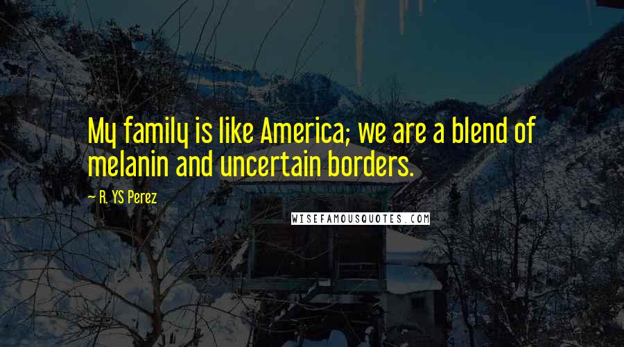 R. YS Perez Quotes: My family is like America; we are a blend of melanin and uncertain borders.