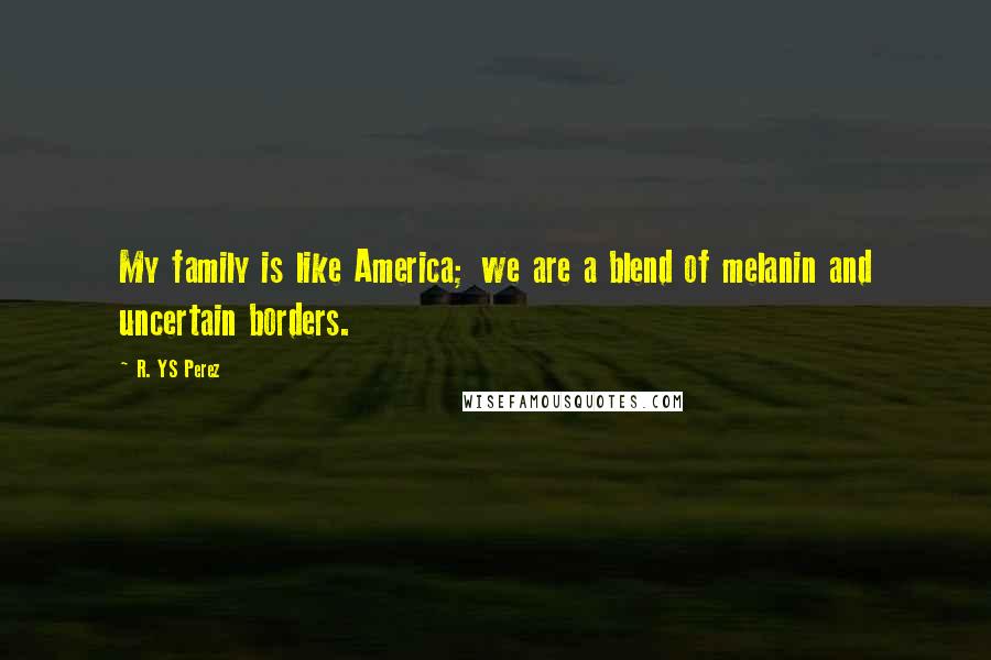 R. YS Perez Quotes: My family is like America; we are a blend of melanin and uncertain borders.