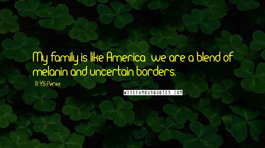 R. YS Perez Quotes: My family is like America; we are a blend of melanin and uncertain borders.