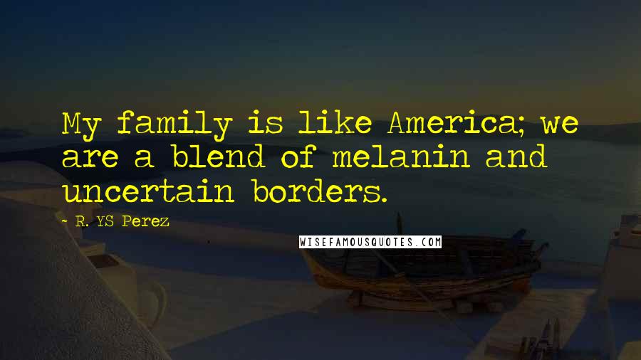 R. YS Perez Quotes: My family is like America; we are a blend of melanin and uncertain borders.
