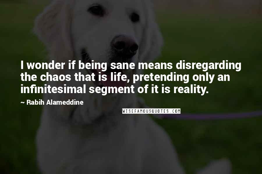 Rabih Alameddine Quotes: I wonder if being sane means disregarding the chaos that is life, pretending only an infinitesimal segment of it is reality.