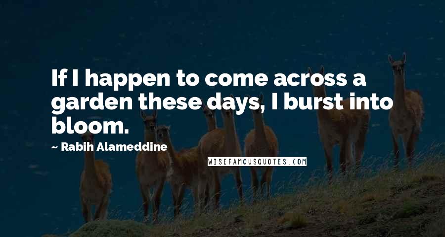 Rabih Alameddine Quotes: If I happen to come across a garden these days, I burst into bloom.