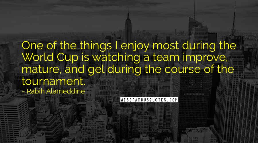 Rabih Alameddine Quotes: One of the things I enjoy most during the World Cup is watching a team improve, mature, and gel during the course of the tournament.