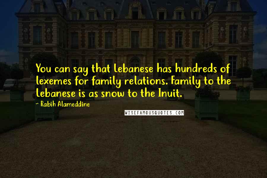 Rabih Alameddine Quotes: You can say that Lebanese has hundreds of lexemes for family relations. Family to the Lebanese is as snow to the Inuit.