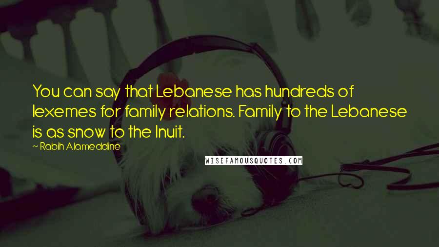 Rabih Alameddine Quotes: You can say that Lebanese has hundreds of lexemes for family relations. Family to the Lebanese is as snow to the Inuit.