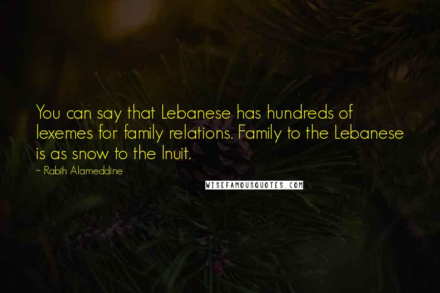 Rabih Alameddine Quotes: You can say that Lebanese has hundreds of lexemes for family relations. Family to the Lebanese is as snow to the Inuit.