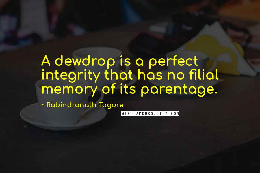 Rabindranath Tagore Quotes: A dewdrop is a perfect integrity that has no filial memory of its parentage.