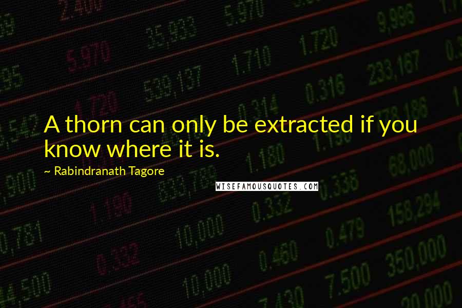 Rabindranath Tagore Quotes: A thorn can only be extracted if you know where it is.