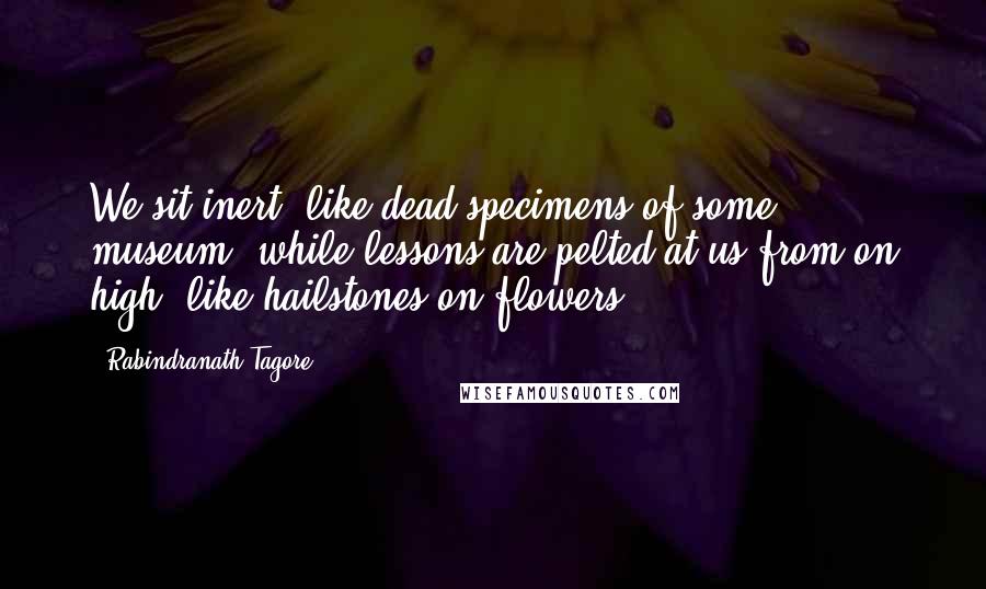 Rabindranath Tagore Quotes: We sit inert, like dead specimens of some museum, while lessons are pelted at us from on high, like hailstones on flowers.