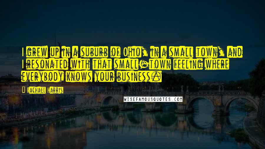 Rachael Harris Quotes: I grew up in a suburb of Ohio, in a small town, and I resonated with that small-town feeling where everybody knows your business.