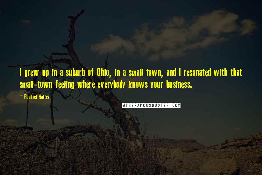 Rachael Harris Quotes: I grew up in a suburb of Ohio, in a small town, and I resonated with that small-town feeling where everybody knows your business.