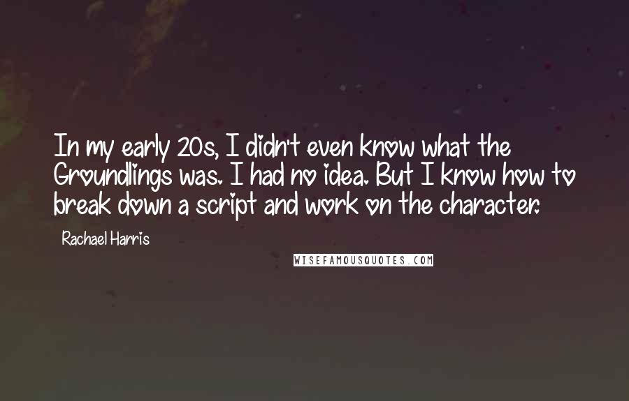 Rachael Harris Quotes: In my early 20s, I didn't even know what the Groundlings was. I had no idea. But I know how to break down a script and work on the character.