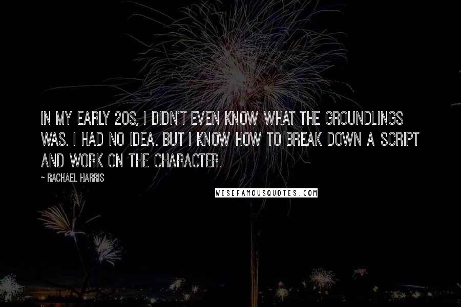 Rachael Harris Quotes: In my early 20s, I didn't even know what the Groundlings was. I had no idea. But I know how to break down a script and work on the character.