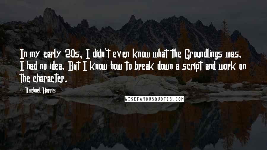 Rachael Harris Quotes: In my early 20s, I didn't even know what the Groundlings was. I had no idea. But I know how to break down a script and work on the character.