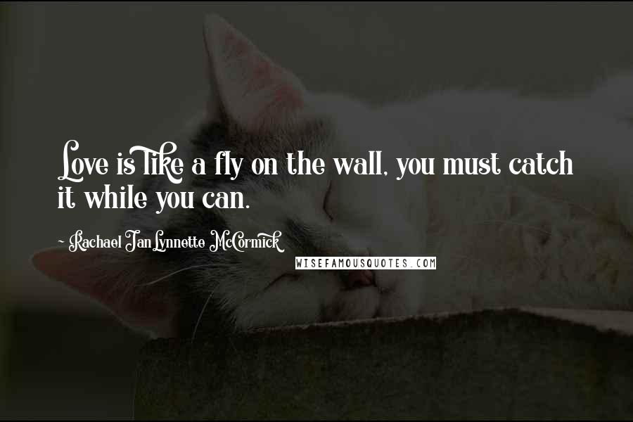 Rachael JanLynnette McCormick Quotes: Love is like a fly on the wall, you must catch it while you can.